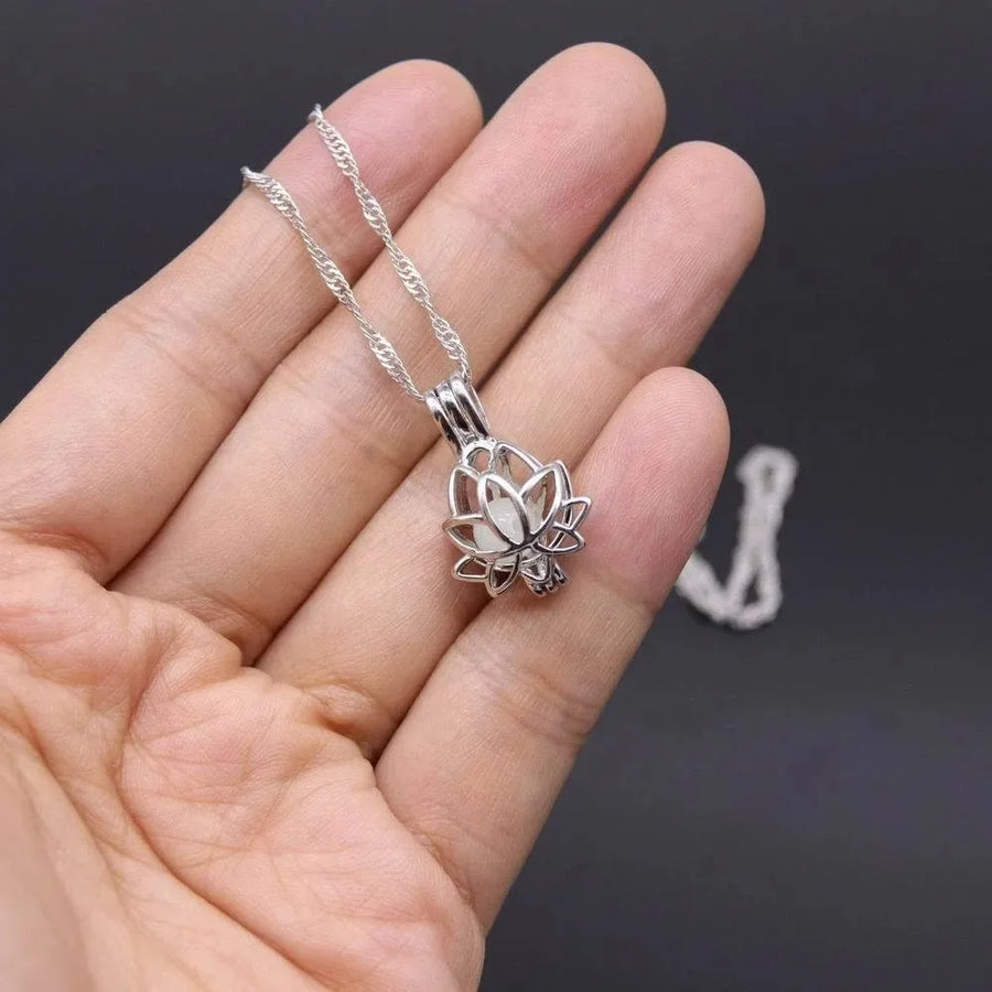 Mystic Moon Glow Lotus Necklace - Image 1