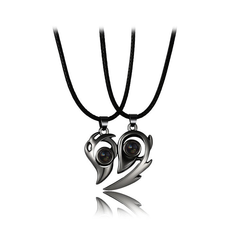 Magnetic Abstract Heart Couple's Necklace - Image 12