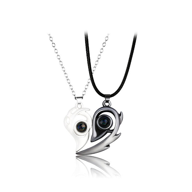 Magnetic Abstract Heart Couple's Necklace - Image 23