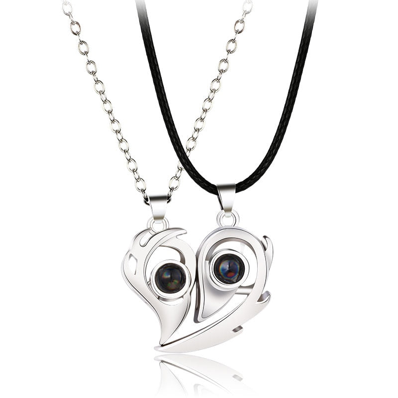 Magnetic Abstract Heart Couple's Necklace - Image 8