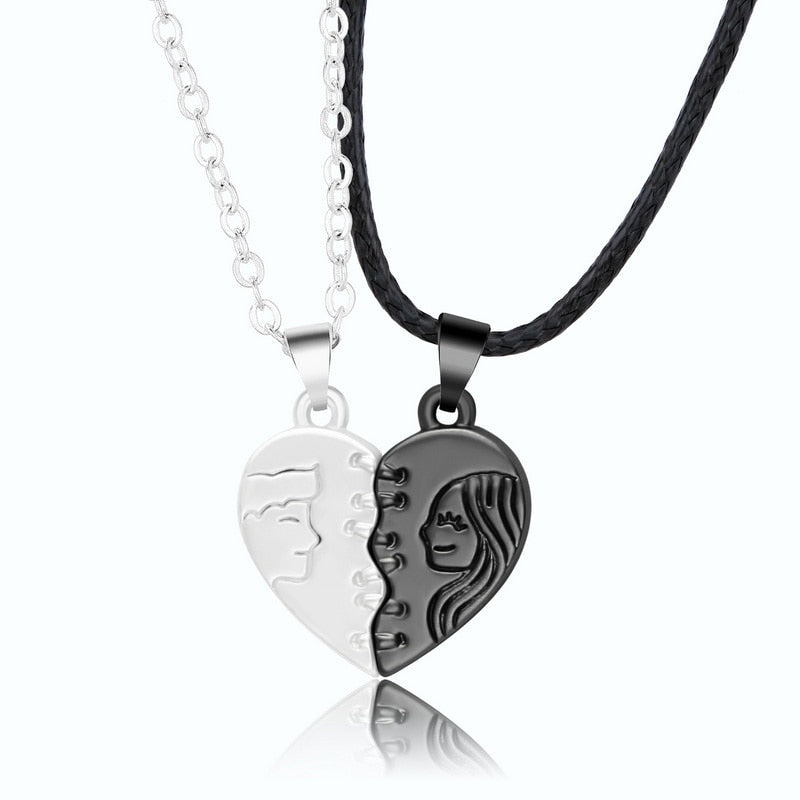 Magnetic Abstract Heart Couple's Necklace - Image 9