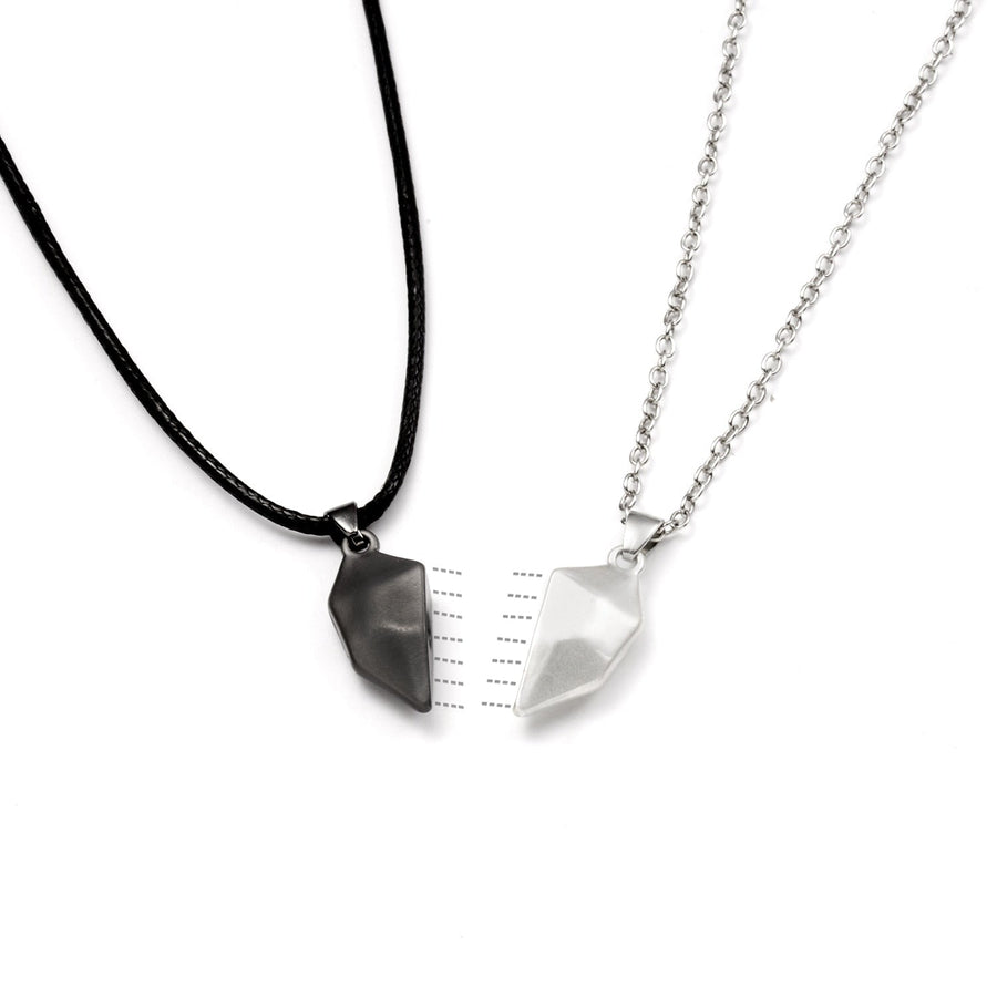Magnetic Abstract Heart Couple's Necklace - Image 4