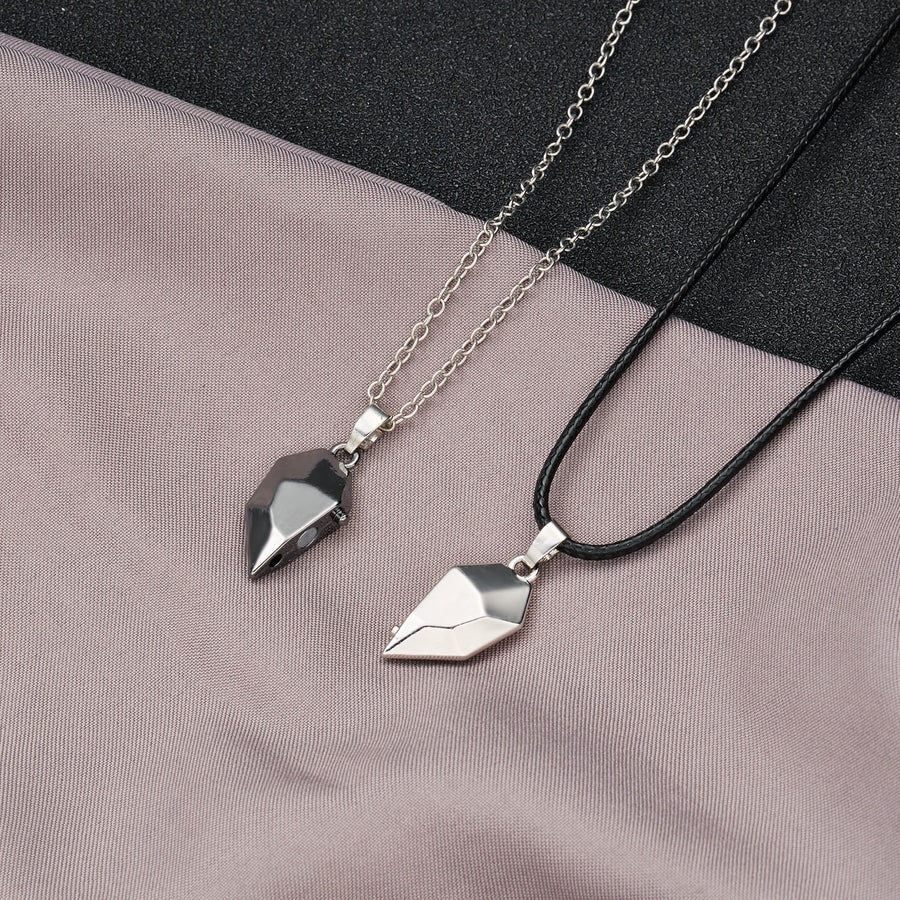 Magnetic Abstract Heart Couple's Necklace - Image 2