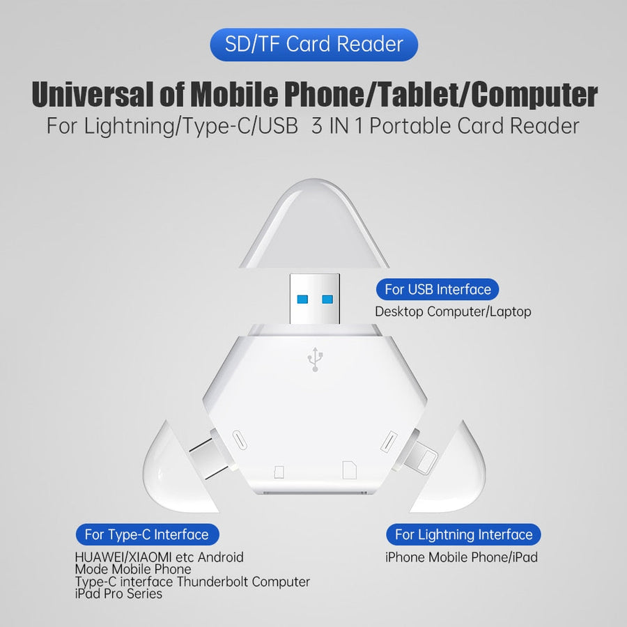3in1 Universal Mobile SD Card Reader - Image 1