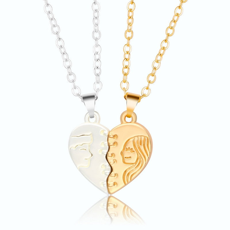 Magnetic Abstract Heart Couple's Necklace - Image 6