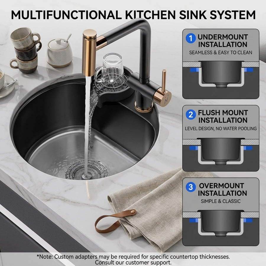 Orbico Deep-Basin Round Stainless Steel Kitchen Sink - Image 4