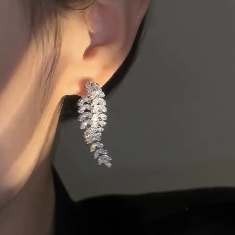 Winter Breeze Zircon Flower Earrings - Image 9
