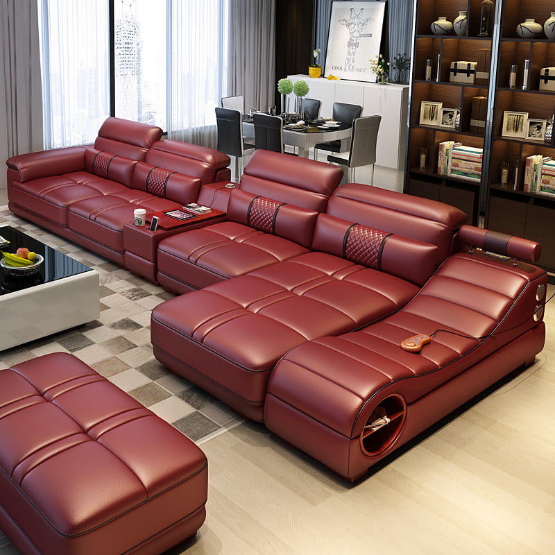 Luxury Multifunctional Elite Elegance Leather Sofa Set - Image 2