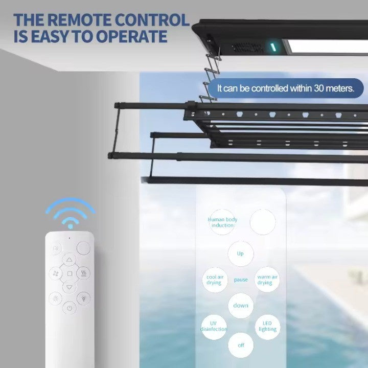 Eco-Friendly Ceiling Retractable Remote Control Smart Drying Rack - Image 4