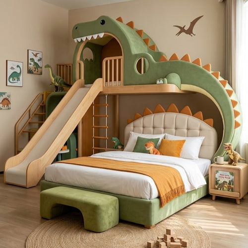 Roar House Kids Dinosaur Slide Bunk Bed
