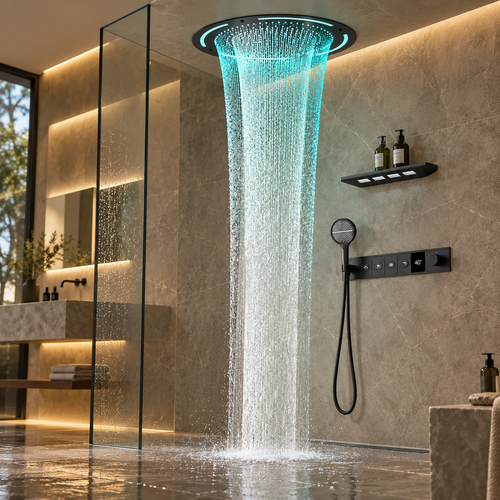 Skylight Ceiling Mounted LED Rain Shower System