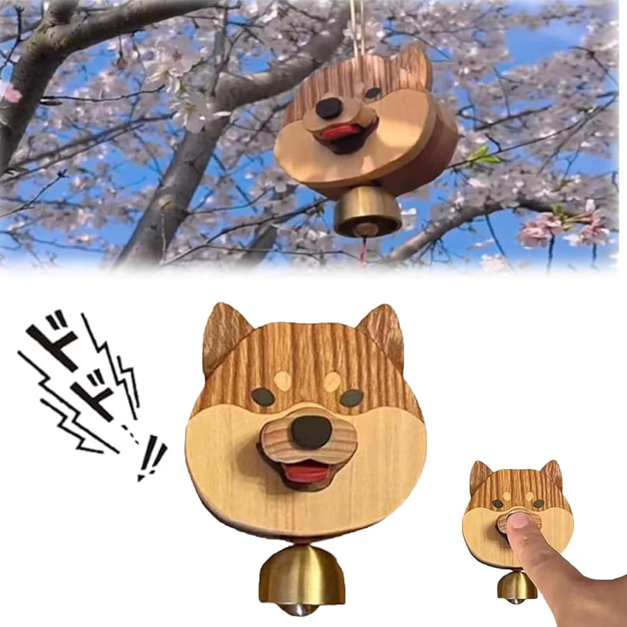 Playful Shiba Dog Face Wooden Doorbell - Image 5