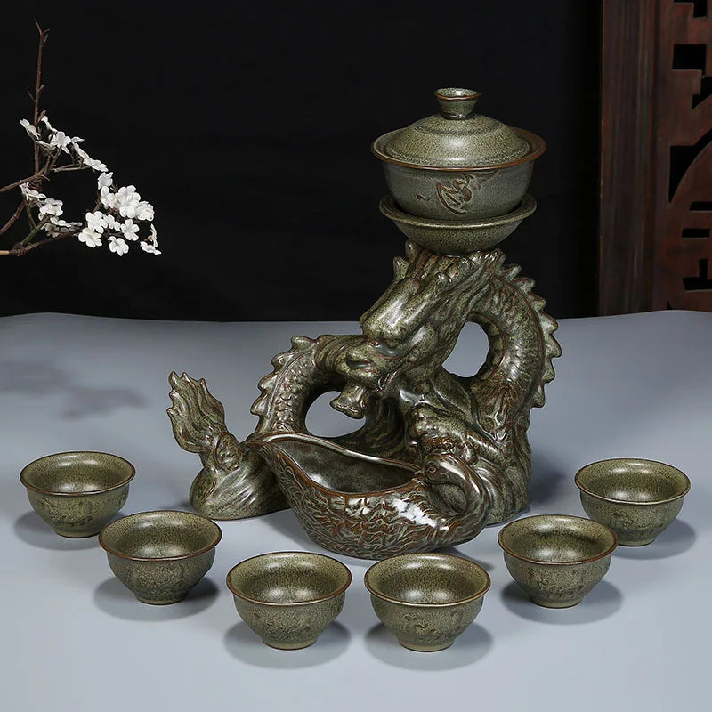 Ceramic Portable Traditional Dragon Tea Set - Image 1