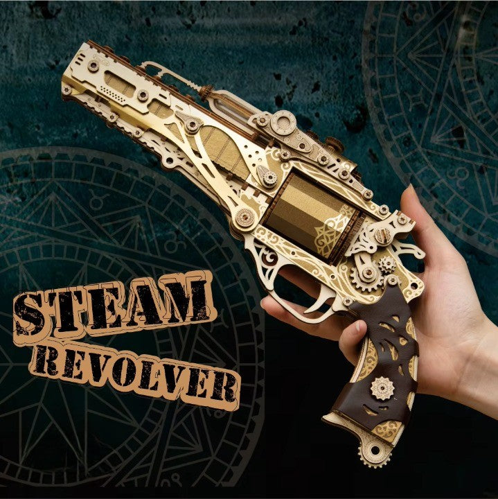 Mechanical Steampunk DIY Wooden Puzzle Toy Revolver - Image 4