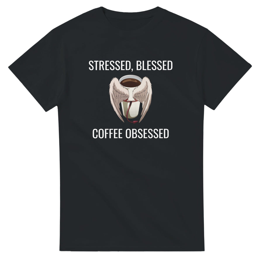Stressed Blessed & Coffee Obsessed Cotton T-Shirt - Image 1