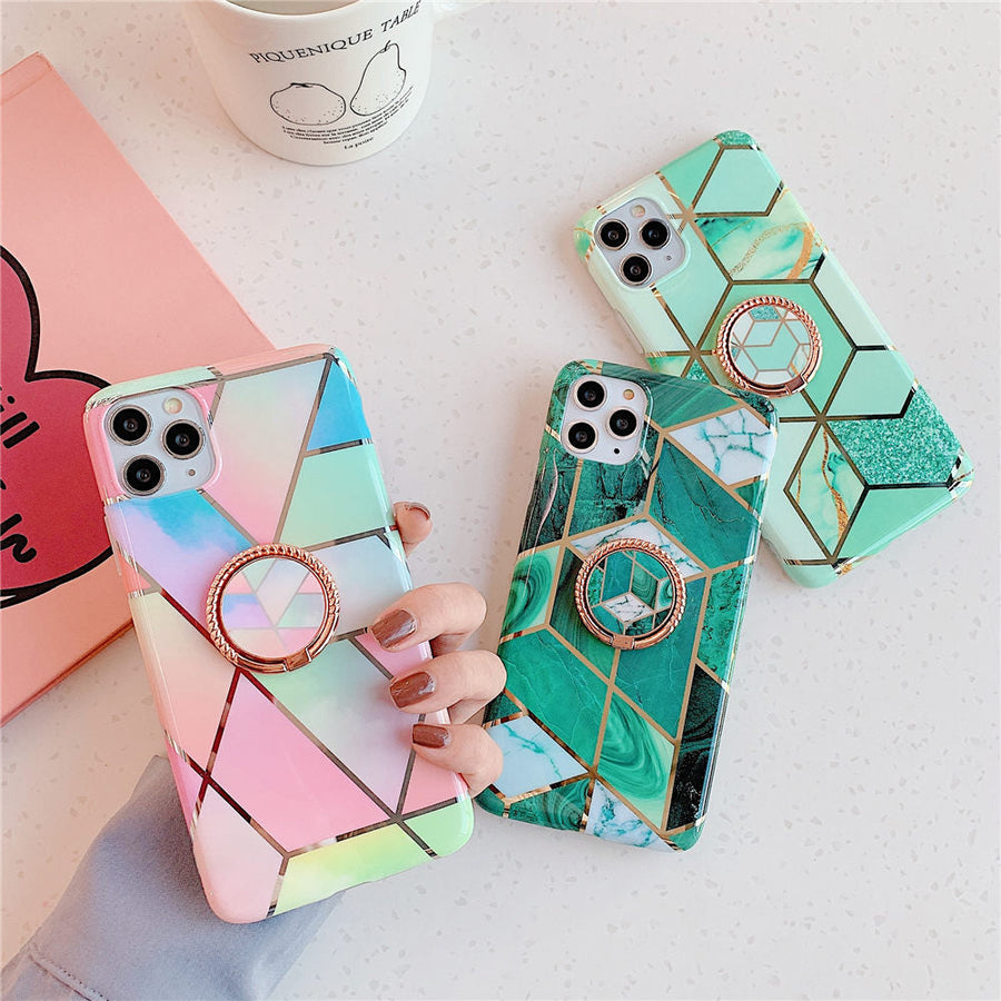 Golden Silver Finger Ring Holder Marble Iphone Cases - Image 3