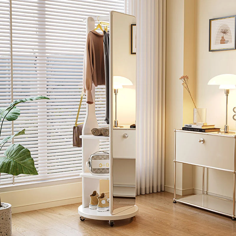 Rotatable Full-Body Mobile Mirror Coat Organizer - Image 4