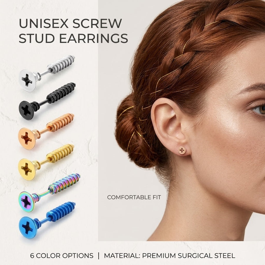 Bolt Head Industrial Screw Stud Earrings