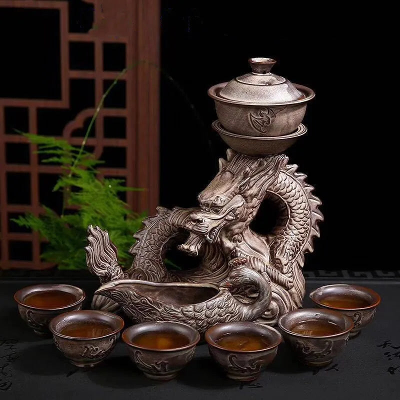Ceramic Portable Traditional Dragon Tea Set - Image 3