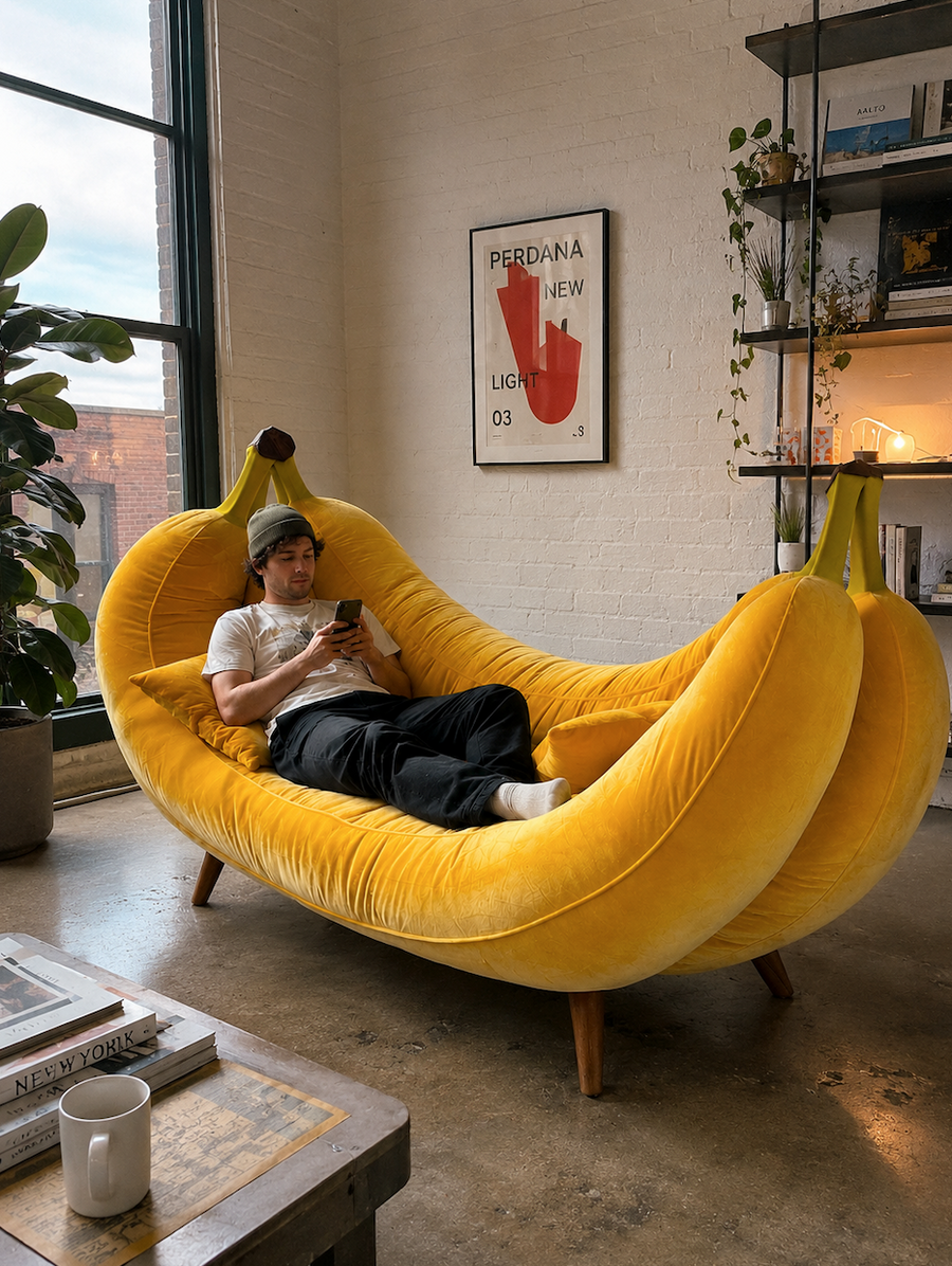 Yellow Banana Inspired Modern Simple Sofa