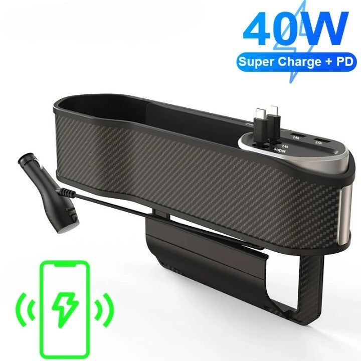 Car Seat Gap Organizer Cup Holder Wireless Charger - Image 1