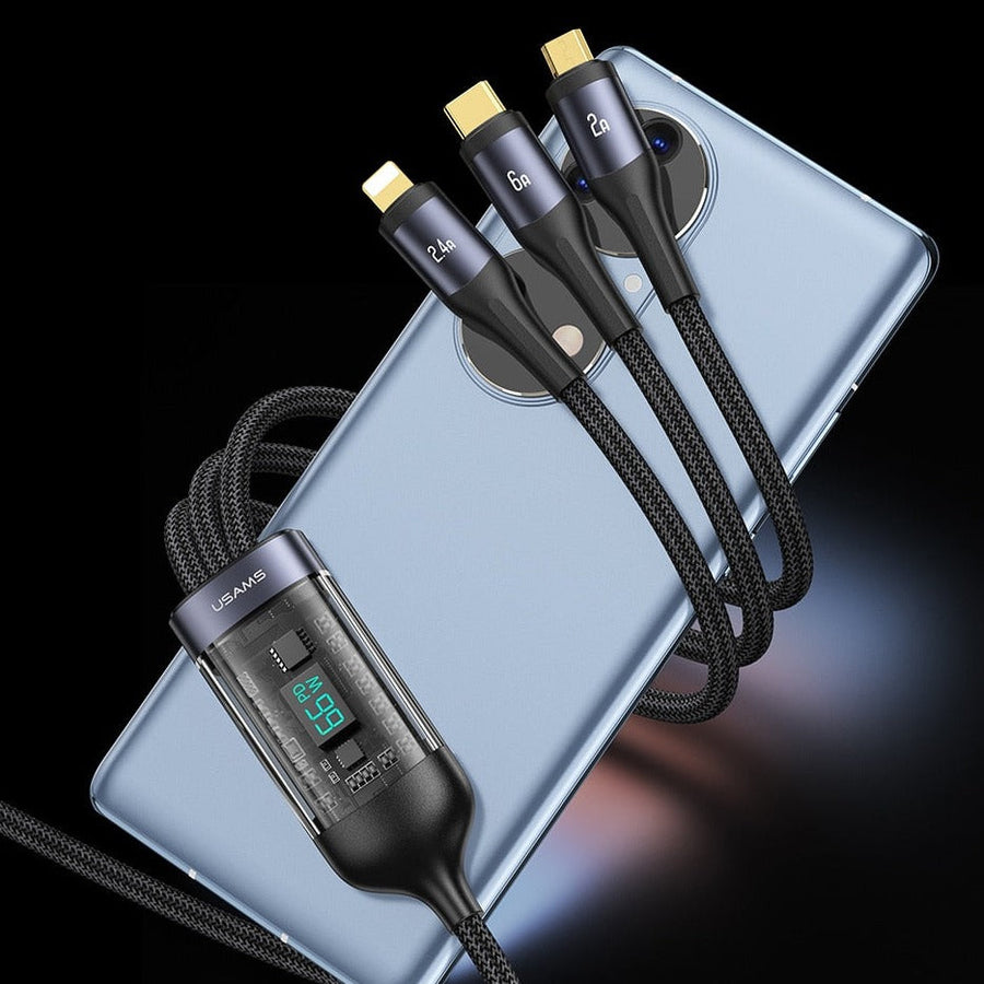 3in1 Digital Display Quick Charging Universal Charging Cable - Image 0