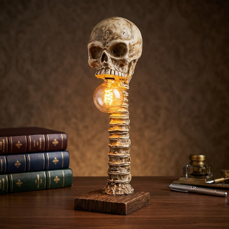 Witching Hour Skull Spine Desk Lamp