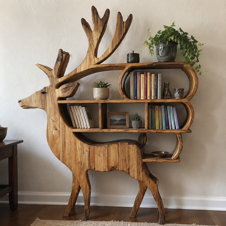 Forest Guardian Deer Wall Storage Shelf