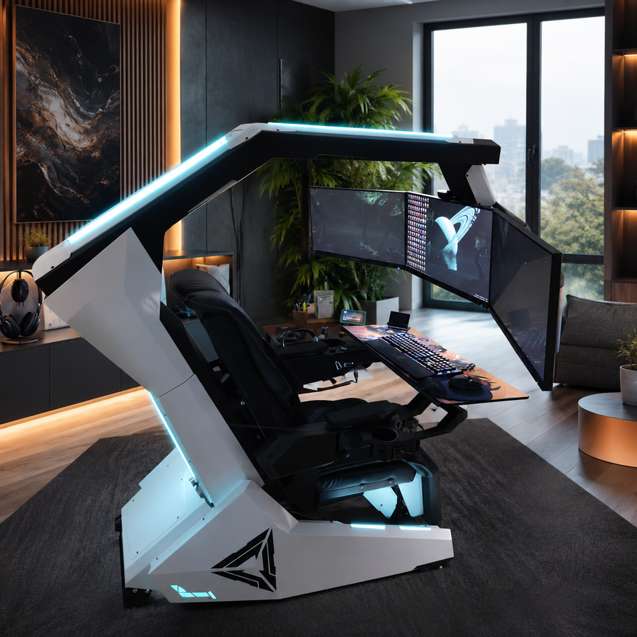Stardeck Reclining Gaming Cockpit Monitor Workstation