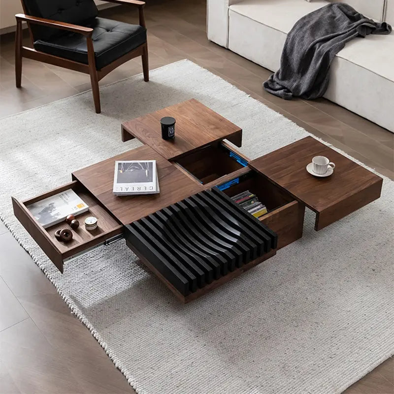 Sculpted Wave Centerpiece Wooden Coffee Table - Image 1