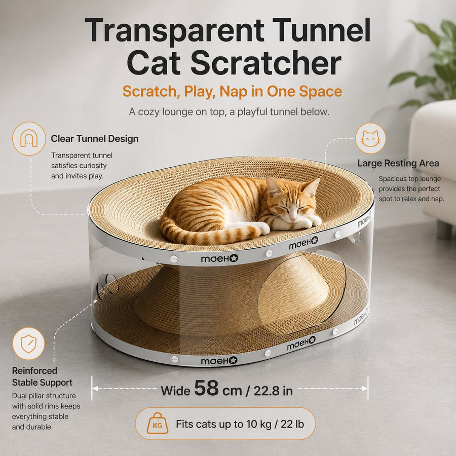 Window Seat Transparent Tunnel Cat Scratcher Lounge Bed - Image 1