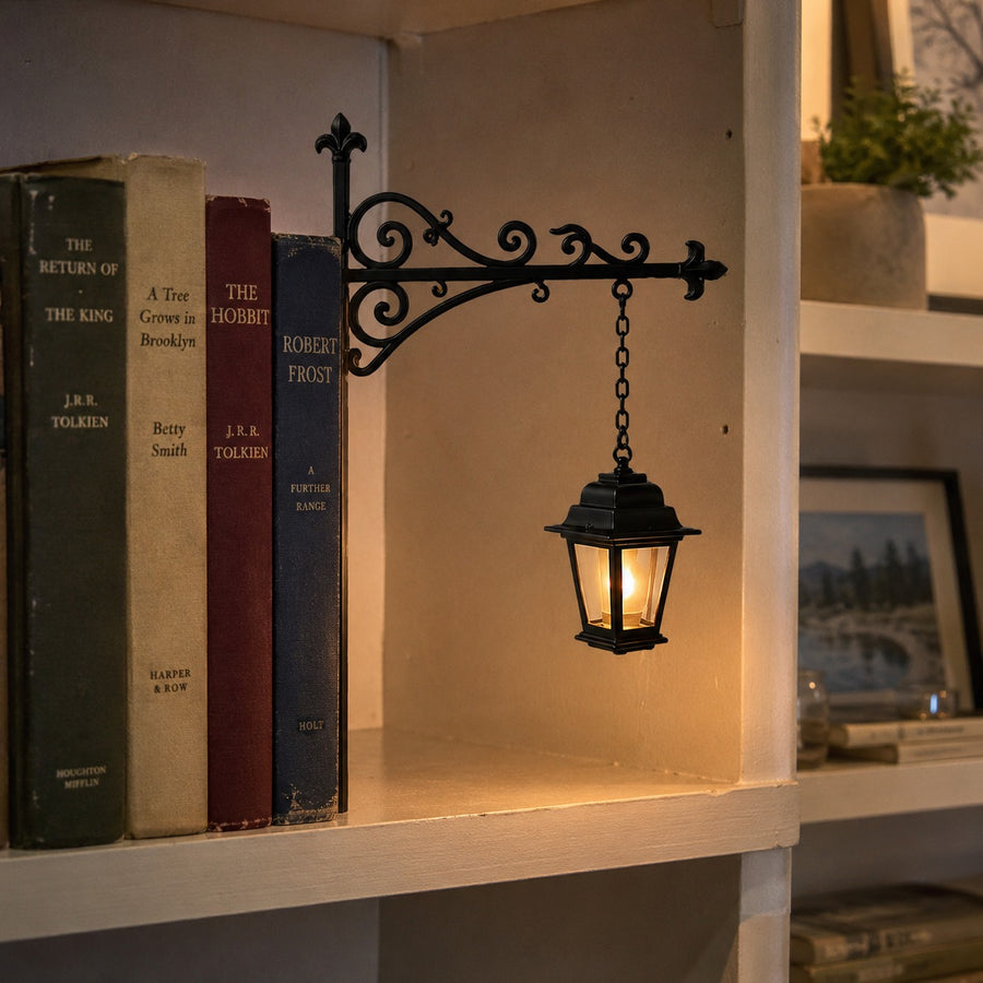 Ink & Glow Vintage Bookshelf Lantern Light