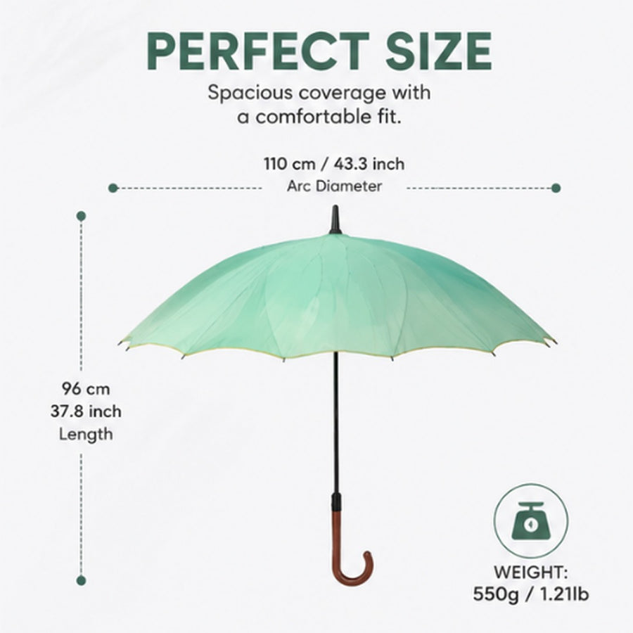 Lotus Bloom Long-Handle Rain Umbrella