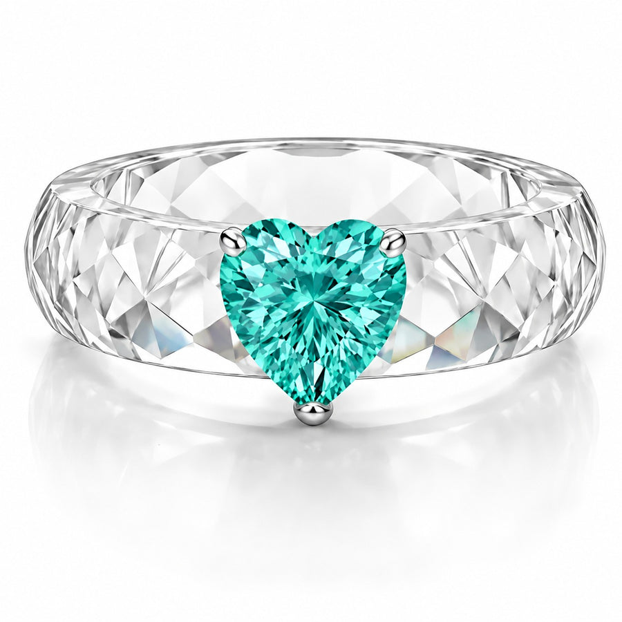 Blush Bloom Crystal Heart Ring