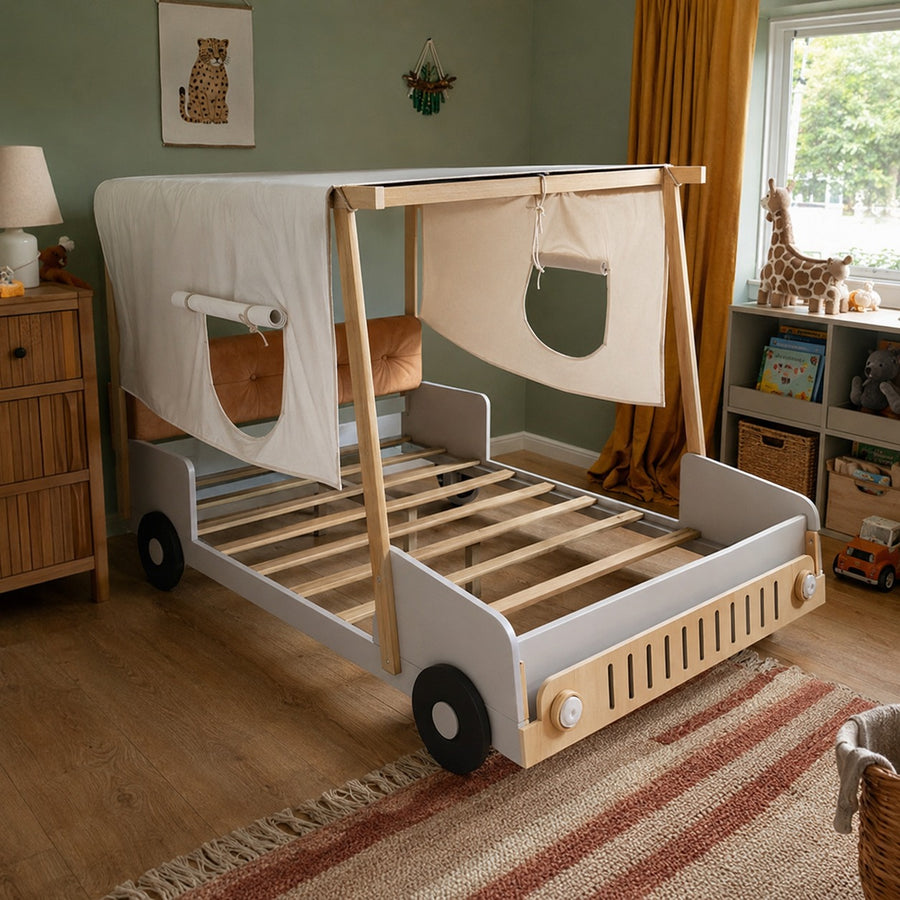 Adventurous Car Solid Wood Kids Bed