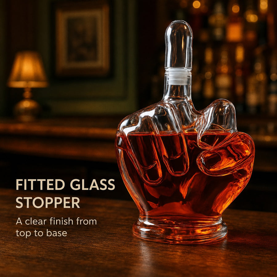 Middle Finger Crystal Clear Fun Decanter