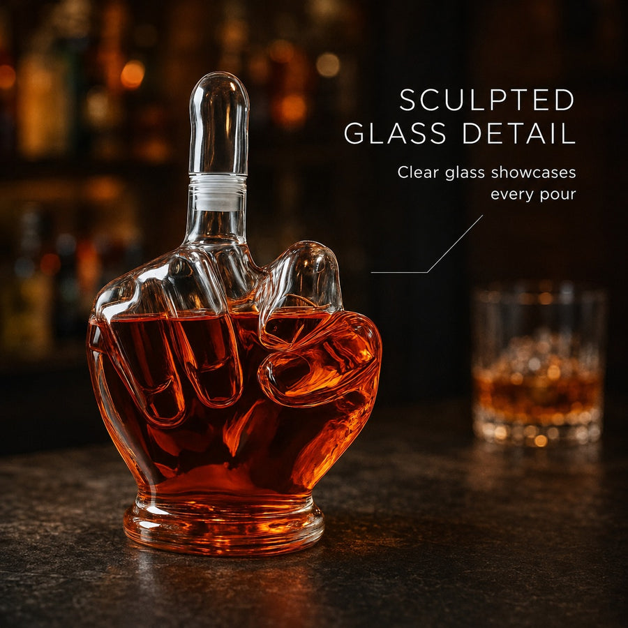 Middle Finger Crystal Clear Fun Decanter