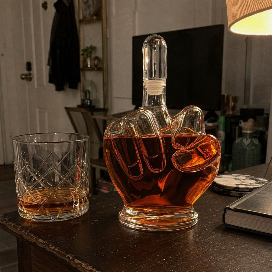 Middle Finger Crystal Clear Fun Decanter