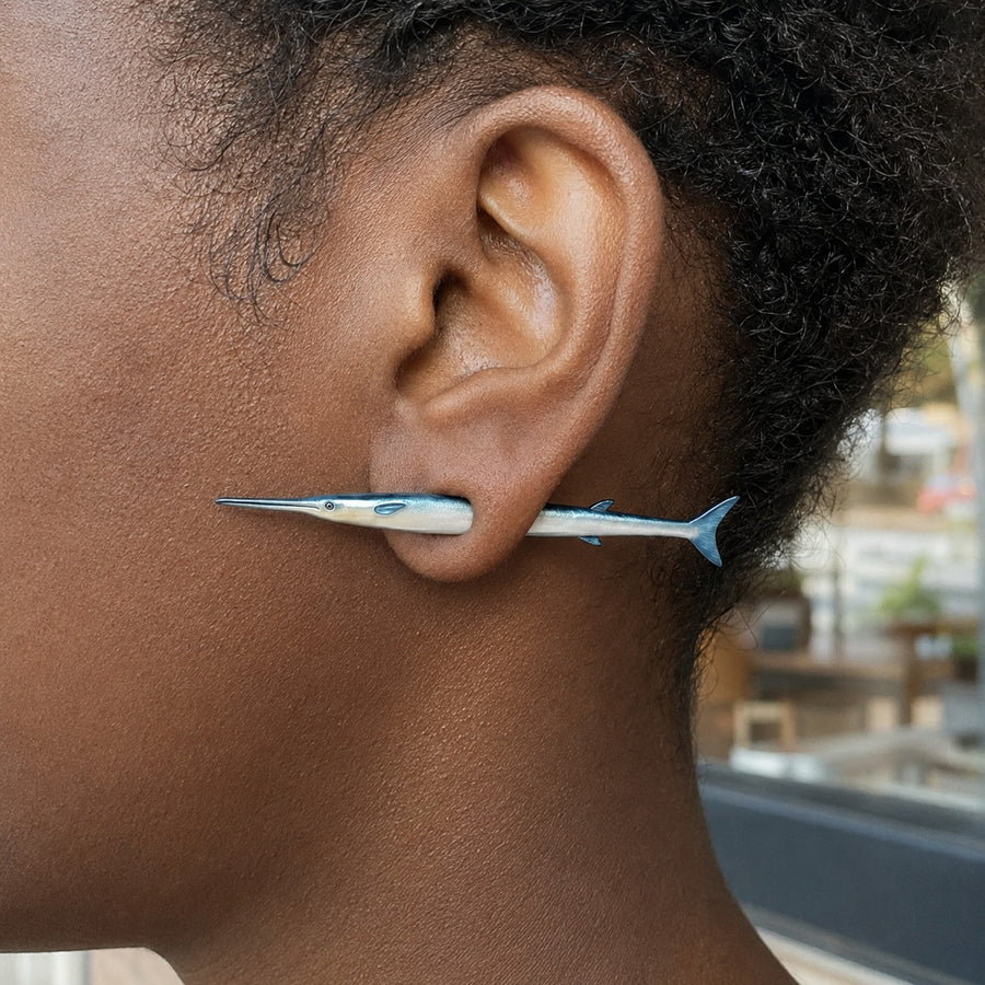 Gone Fishing Through Ear Novelty Earring