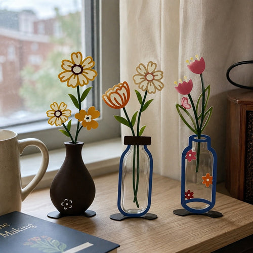 Flower Sketch Desktop Vase Decor