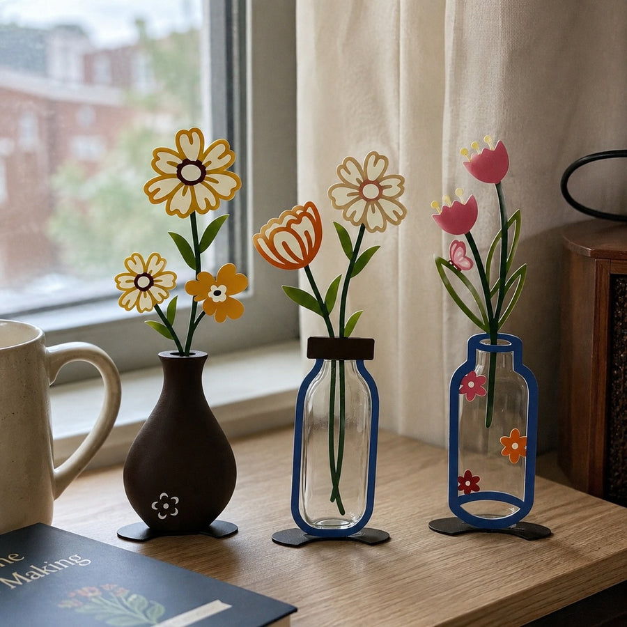 Flower Sketch Desktop Vase Decor