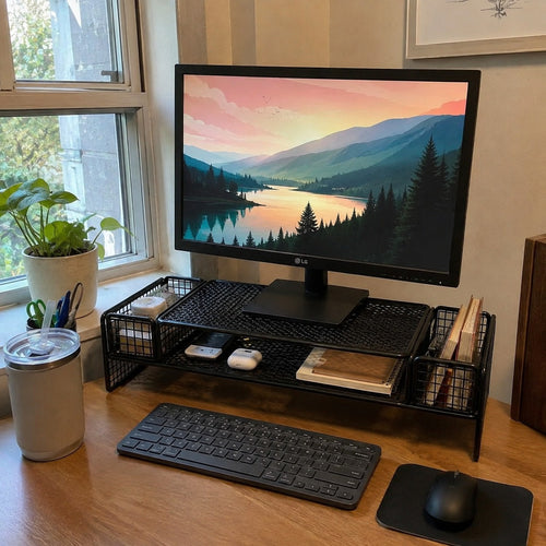 Eye Level Height Adjustable Monitor Shelf Organizer