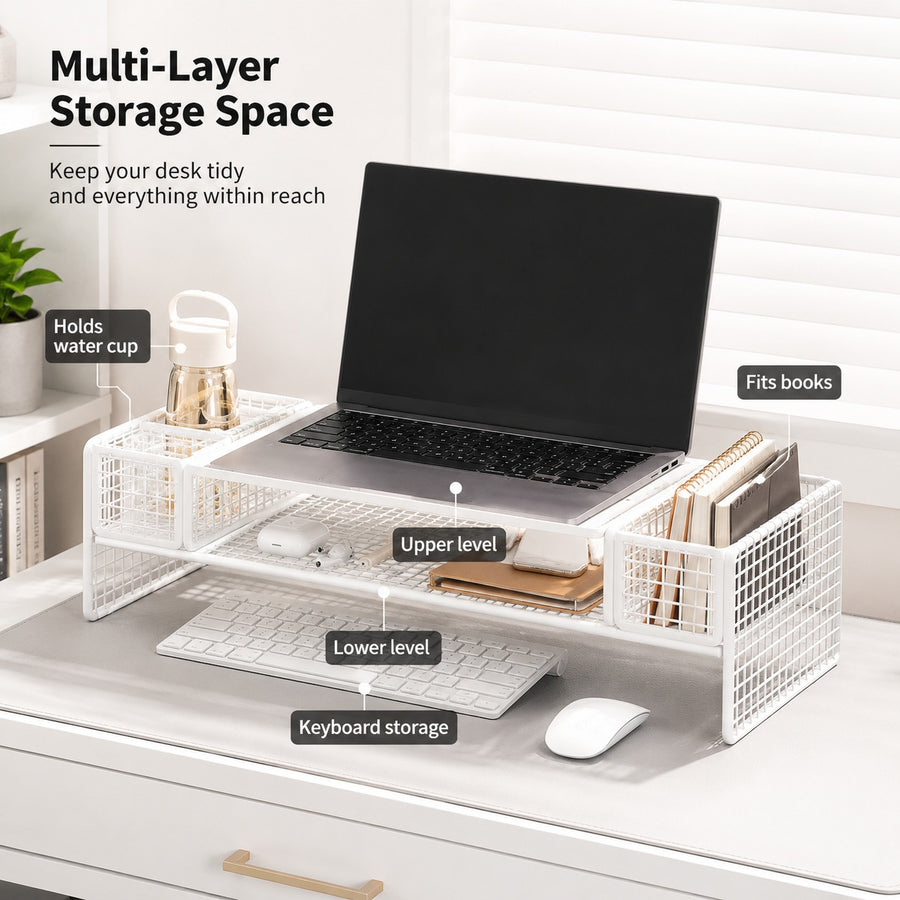 Eye Level Height Adjustable Monitor Shelf Organizer