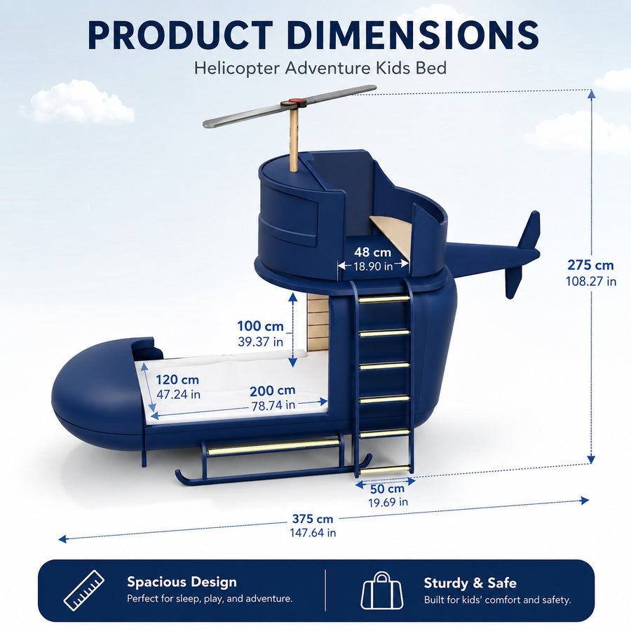 Sky Captain Helicopter Adventure Kids Bed