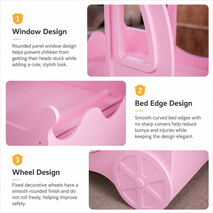 Dream Coach Pink Carriage Kids Princess Bed