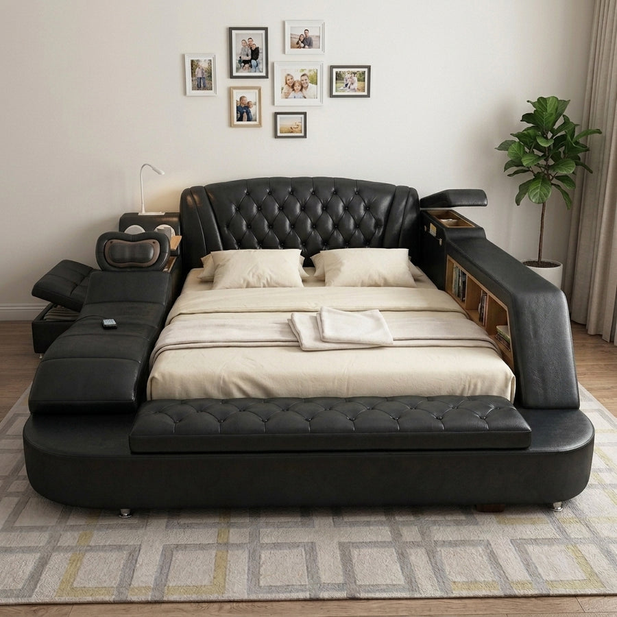 Ultimativer Komfort Modernes Luxus Leder Traum Smart Bett