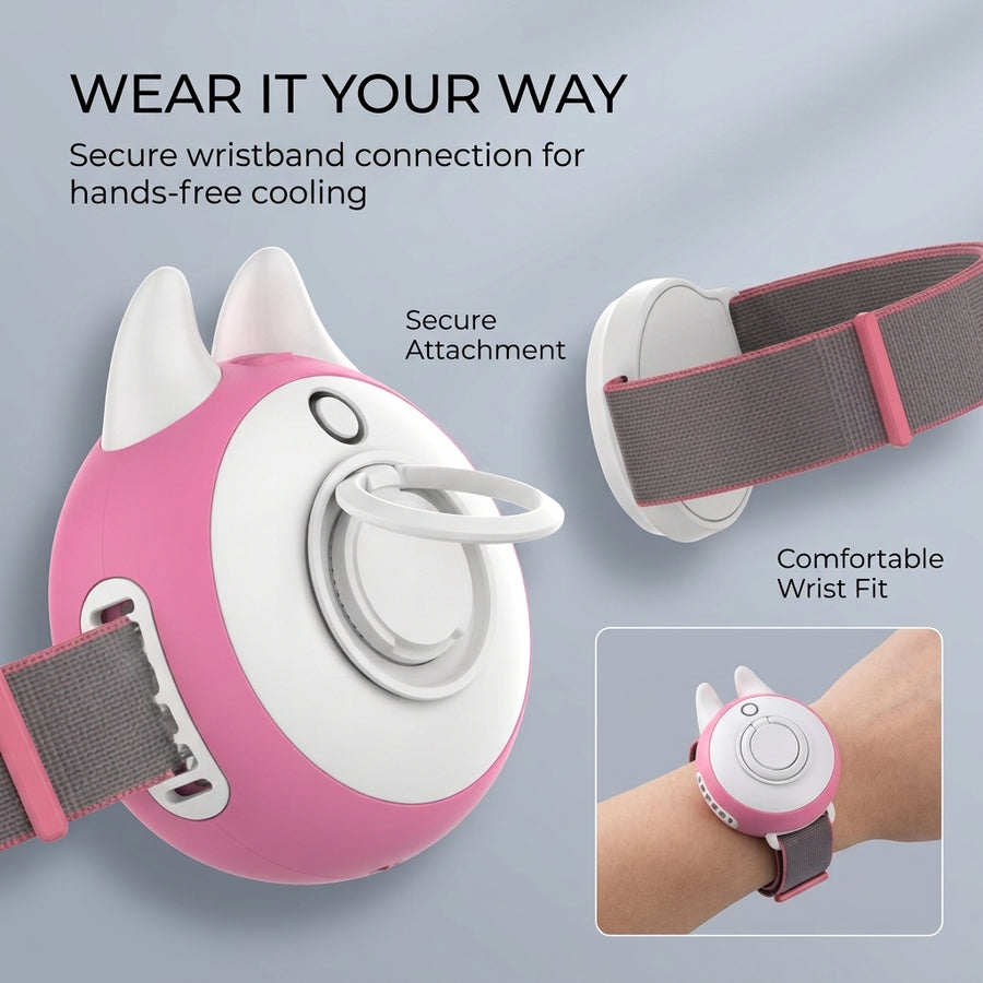 Tragbarer USB-Ventilator mit Turbo-Funktion am Handgelenk
