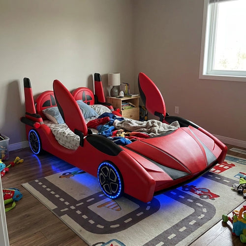 Speed Race Car LED Light Kids Bed