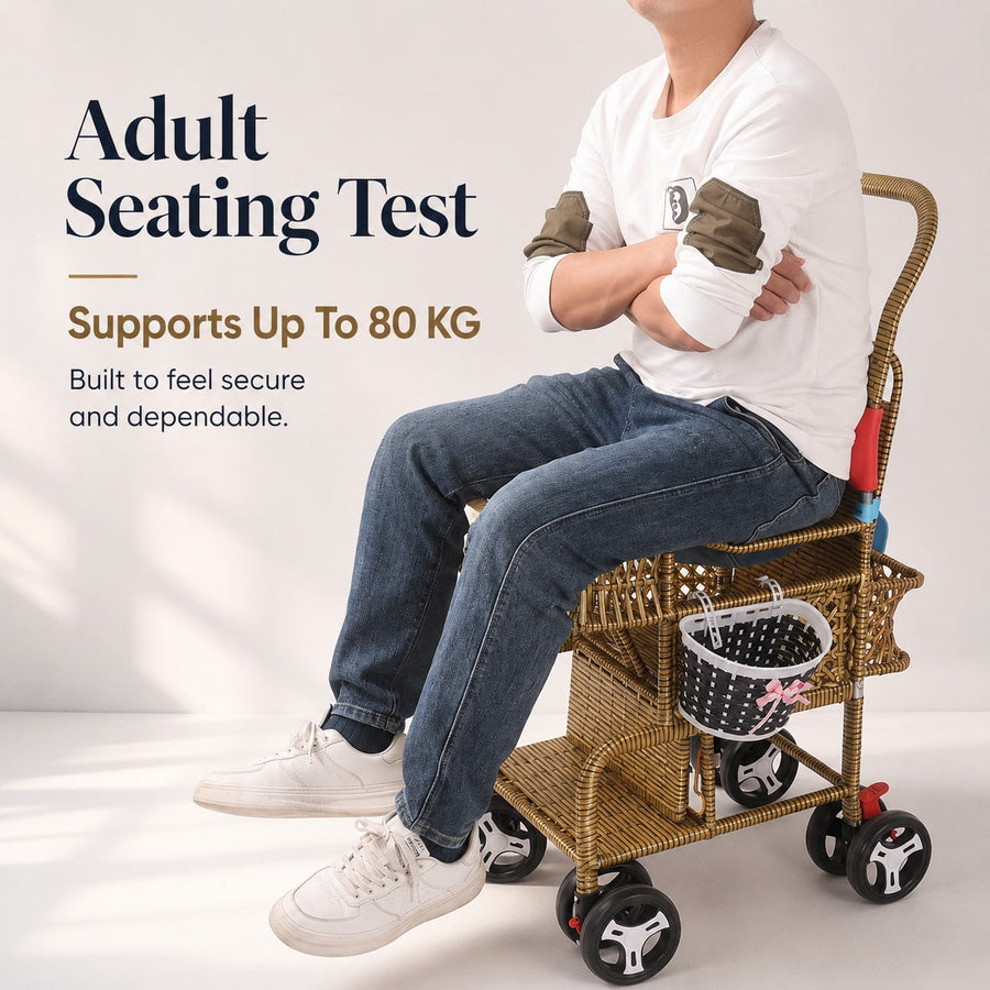Bellaria Lightweight Vintage Rattan Summer Baby Stroller - Image 10