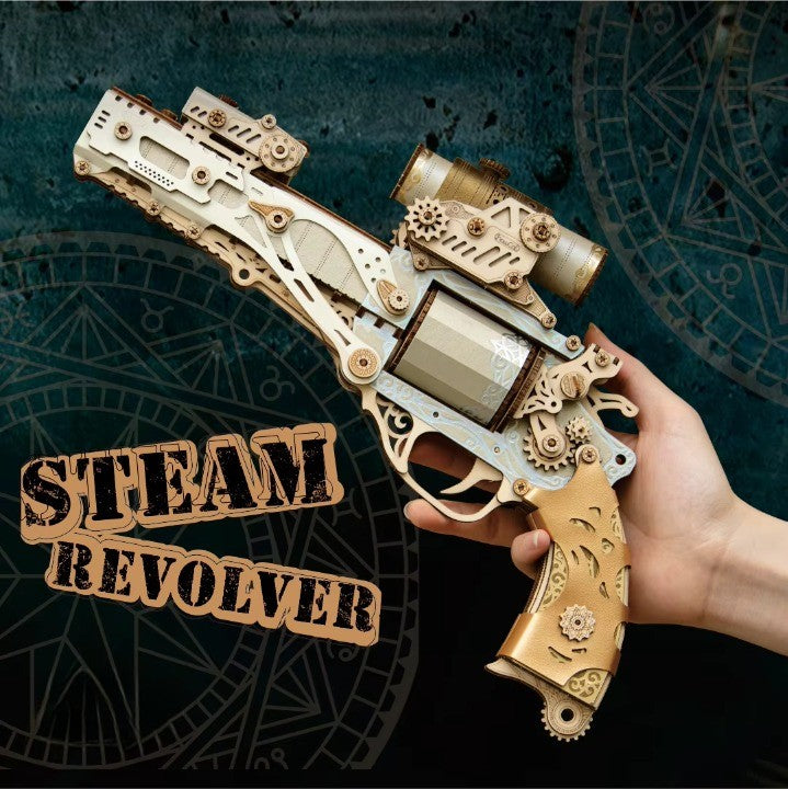 Mechanical Steampunk DIY Wooden Puzzle Toy Revolver - Image 7